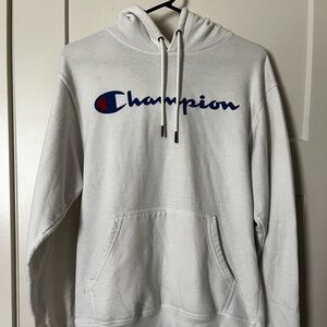 Champion White and Blue Hoodie #Champion #BackToSchool #Vintage